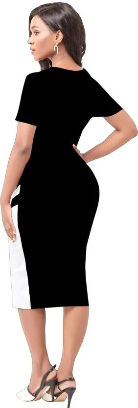 Black Half Sleeve Bodycon Dress