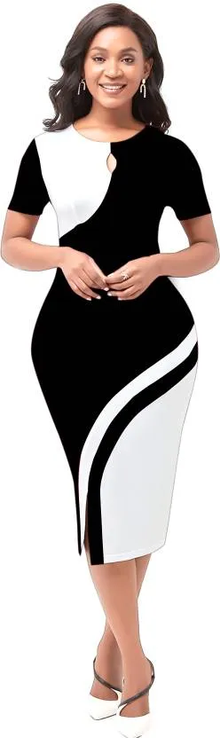 Black Half Sleeve Bodycon Dress