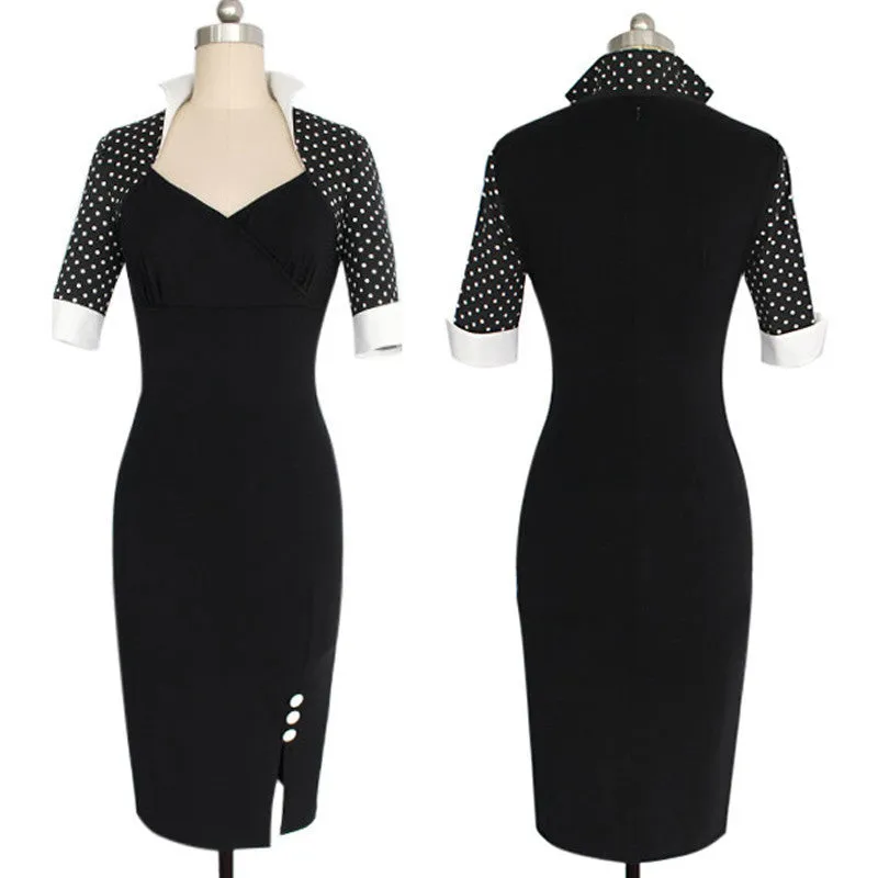 Black Polka Dot Sleeve Dress