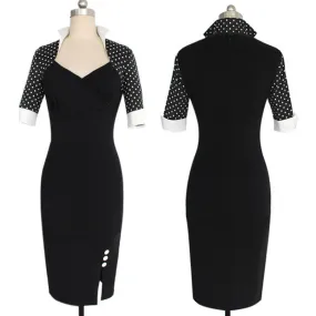 Black Polka Dot Sleeve Dress
