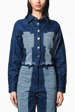 Blue Color Block Jacket
