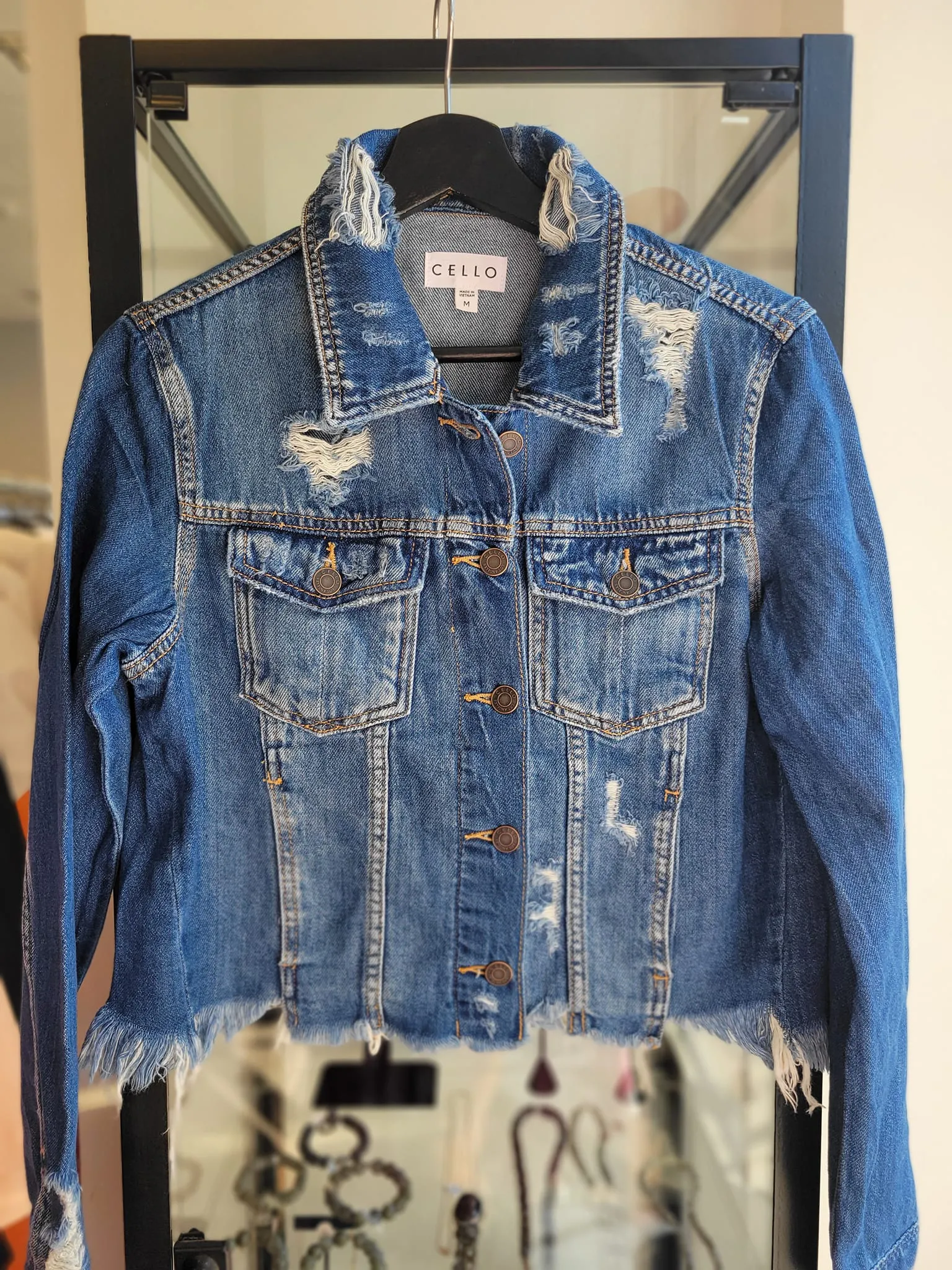 BLUE JEAN CROPPED JACKET