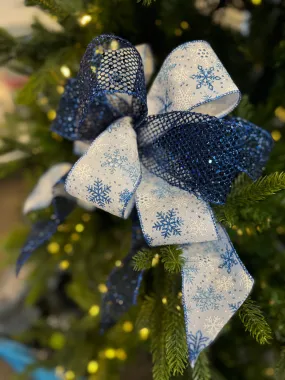 Blue Snowflake Bow