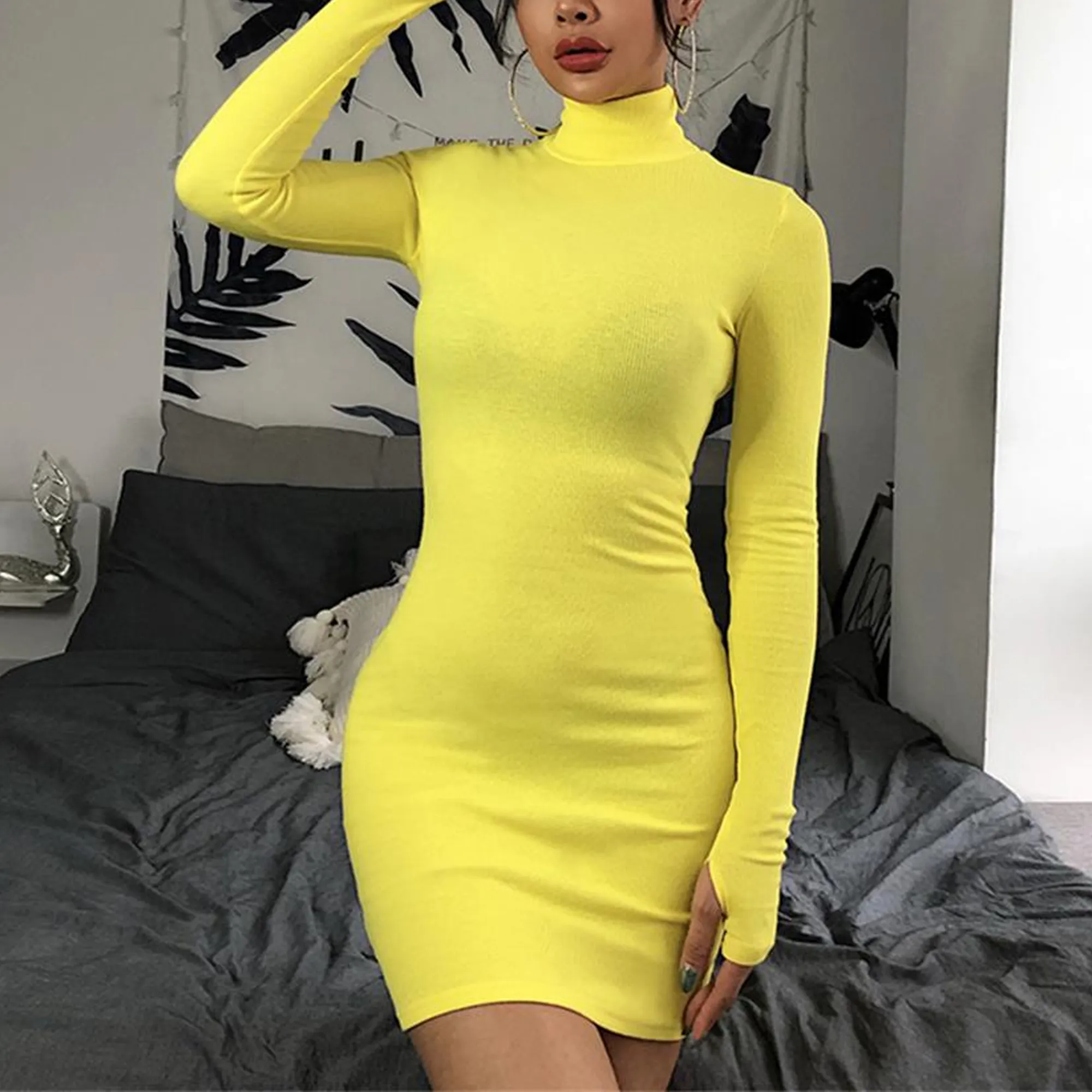 Bodycon Long Sleeve Skinny Mini Dress