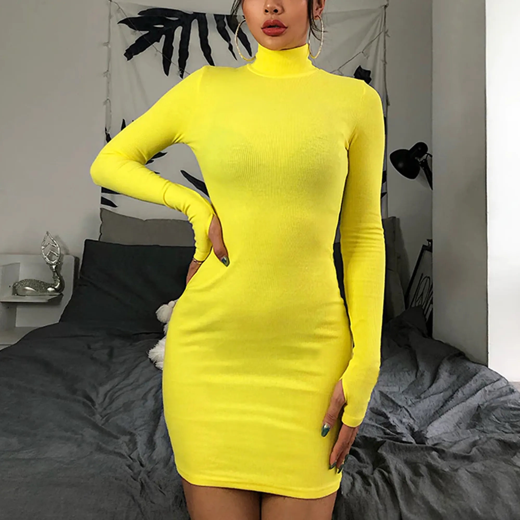 Bodycon Long Sleeve Skinny Mini Dress