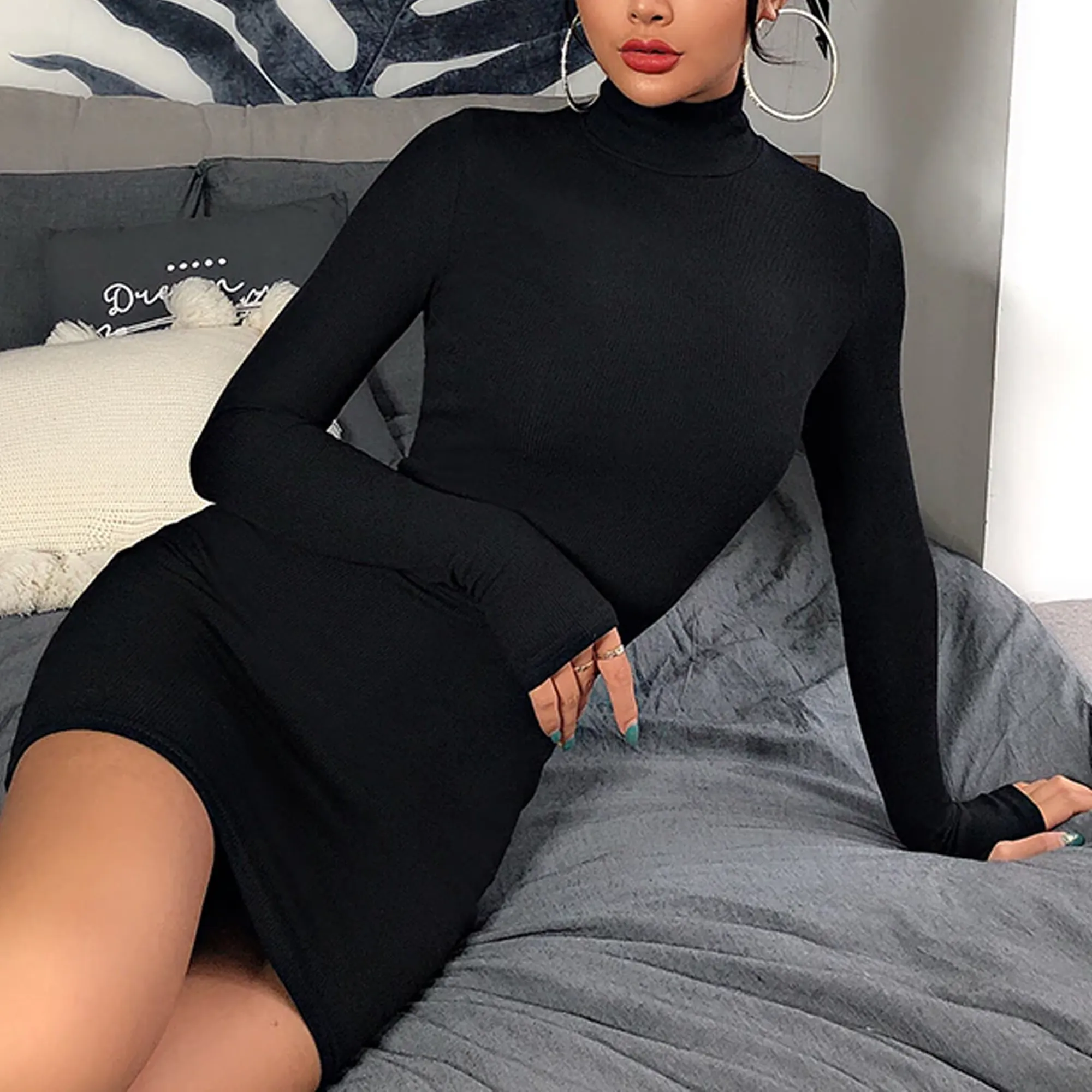 Bodycon Long Sleeve Skinny Mini Dress