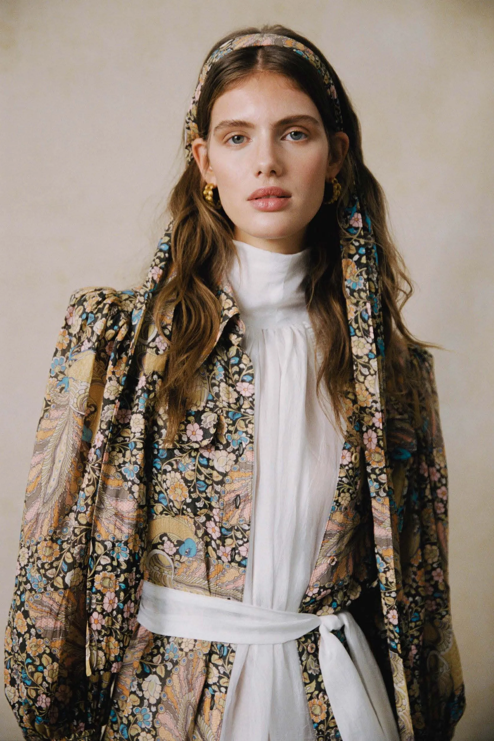 Bohemian Shirt Dress in Feathers