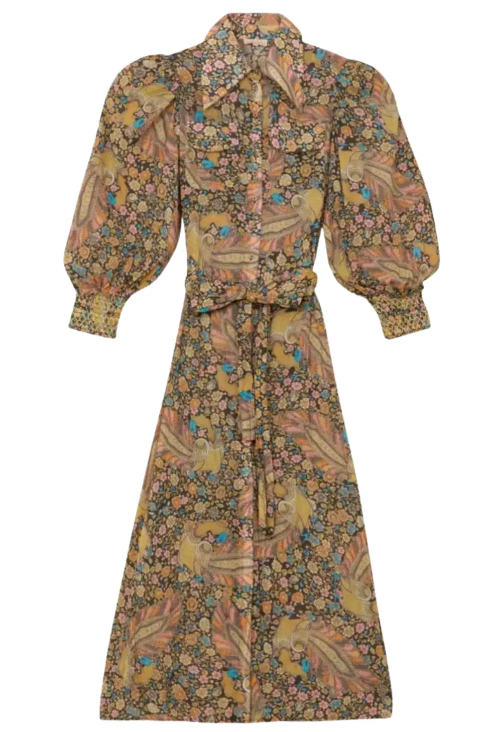 Bohemian Shirt Dress in Feathers