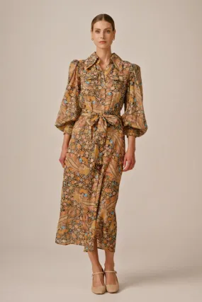 Bohemian Shirt Dress in Feathers