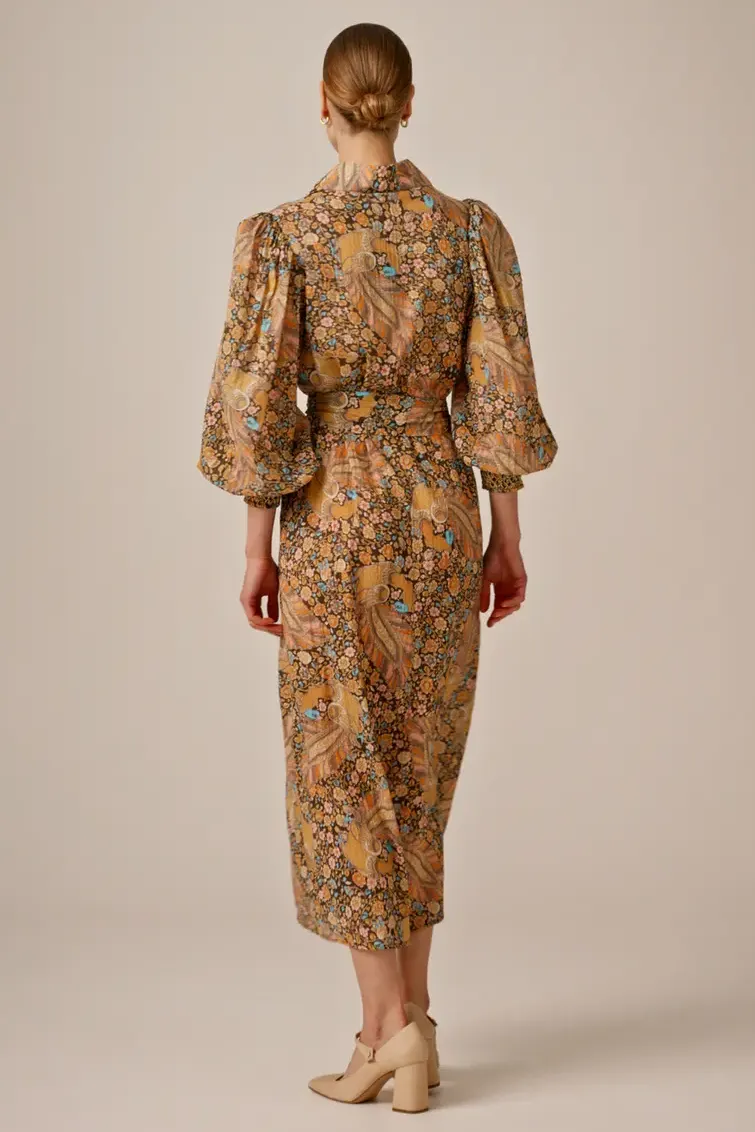 Bohemian Shirt Dress in Feathers