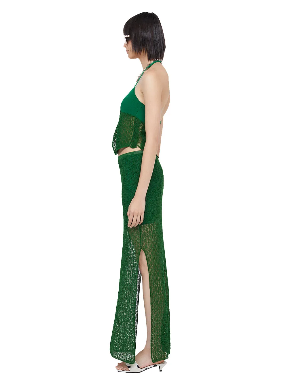 Breeze Halter Crop Top (Pine Green)