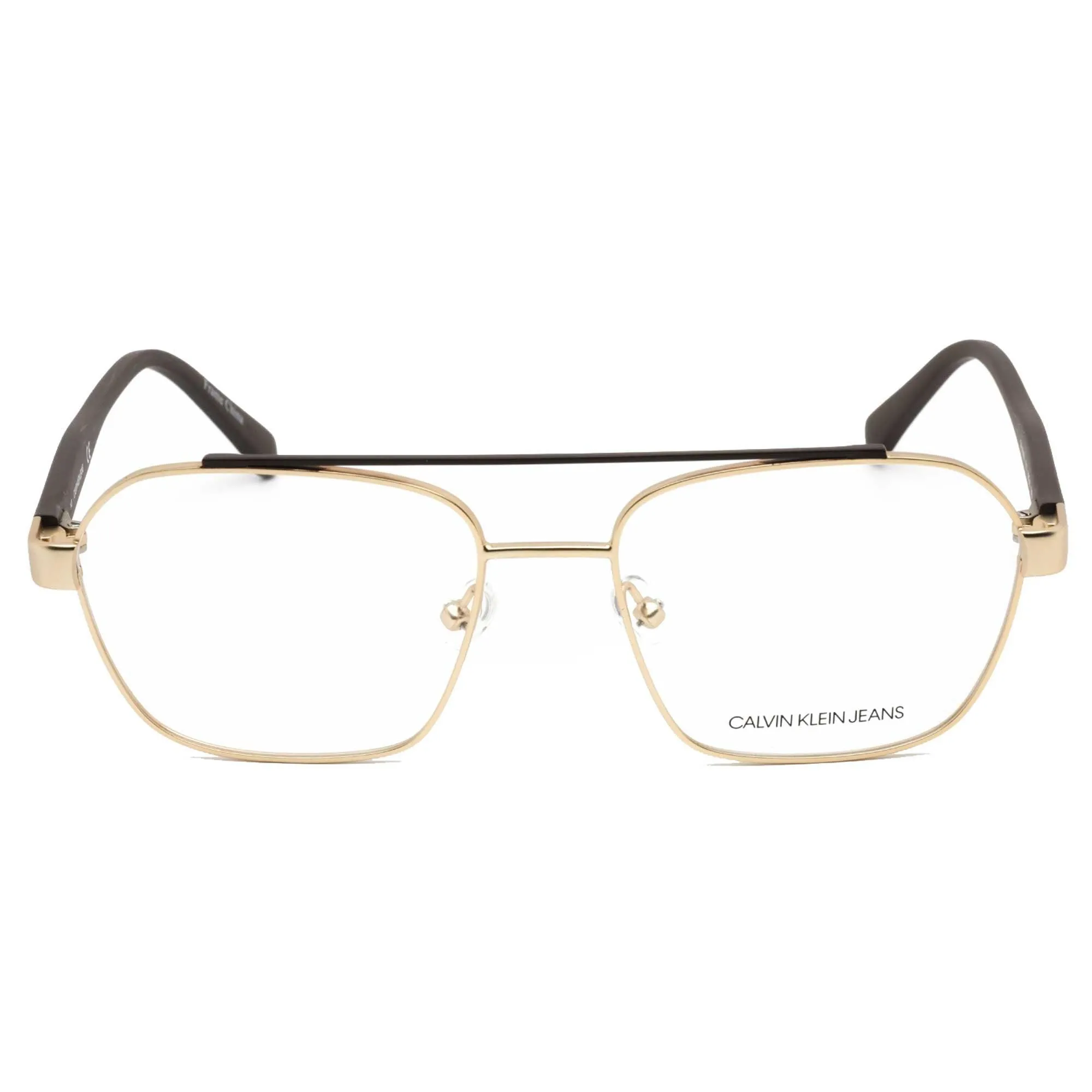 Calvin Klein Jeans Unisex Eyeglasses - Gold/Brown Aviator Metal Frame | CKJ19301 717