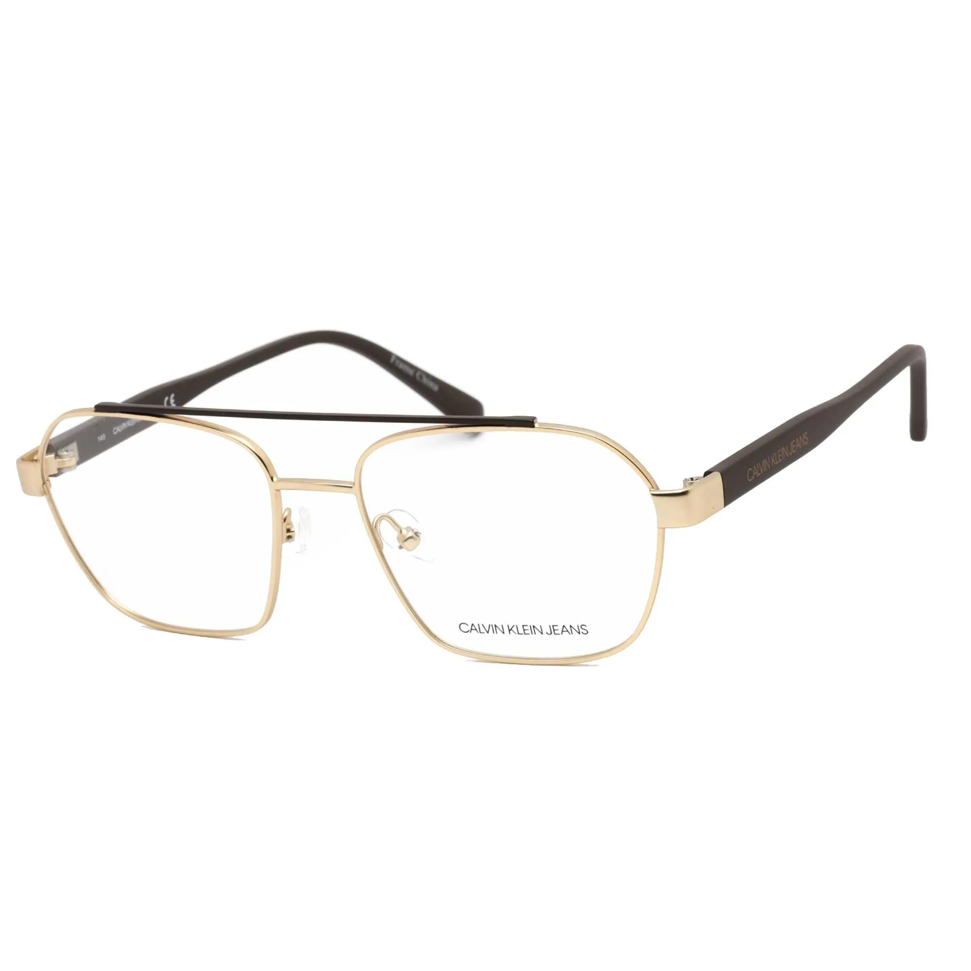 Calvin Klein Jeans Unisex Eyeglasses - Gold/Brown Aviator Metal Frame | CKJ19301 717