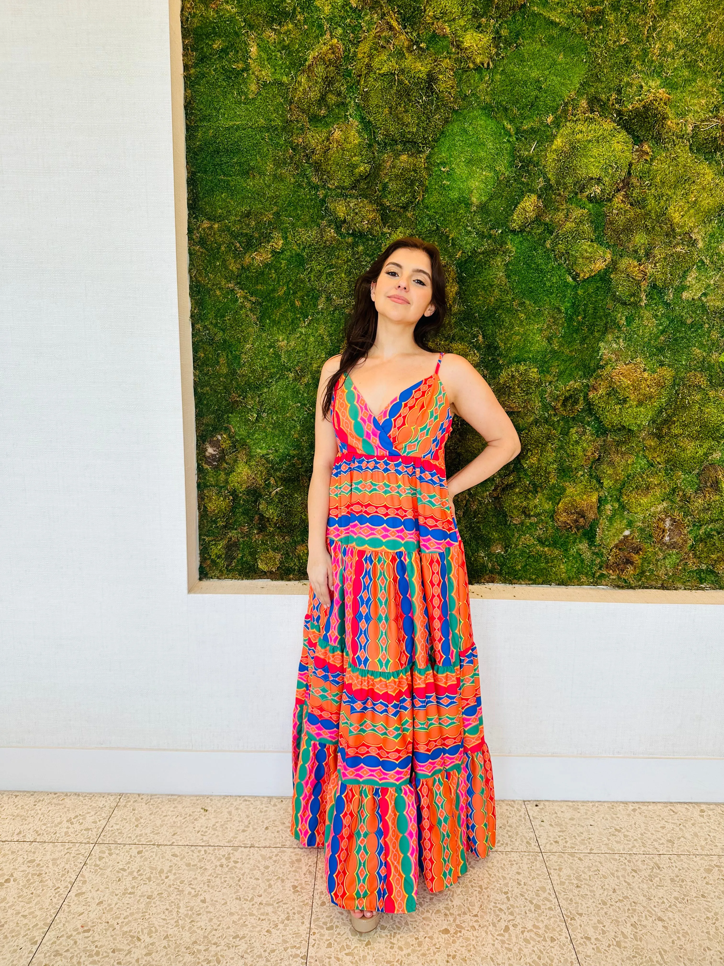 Camila tribal chevron colorful print maxi