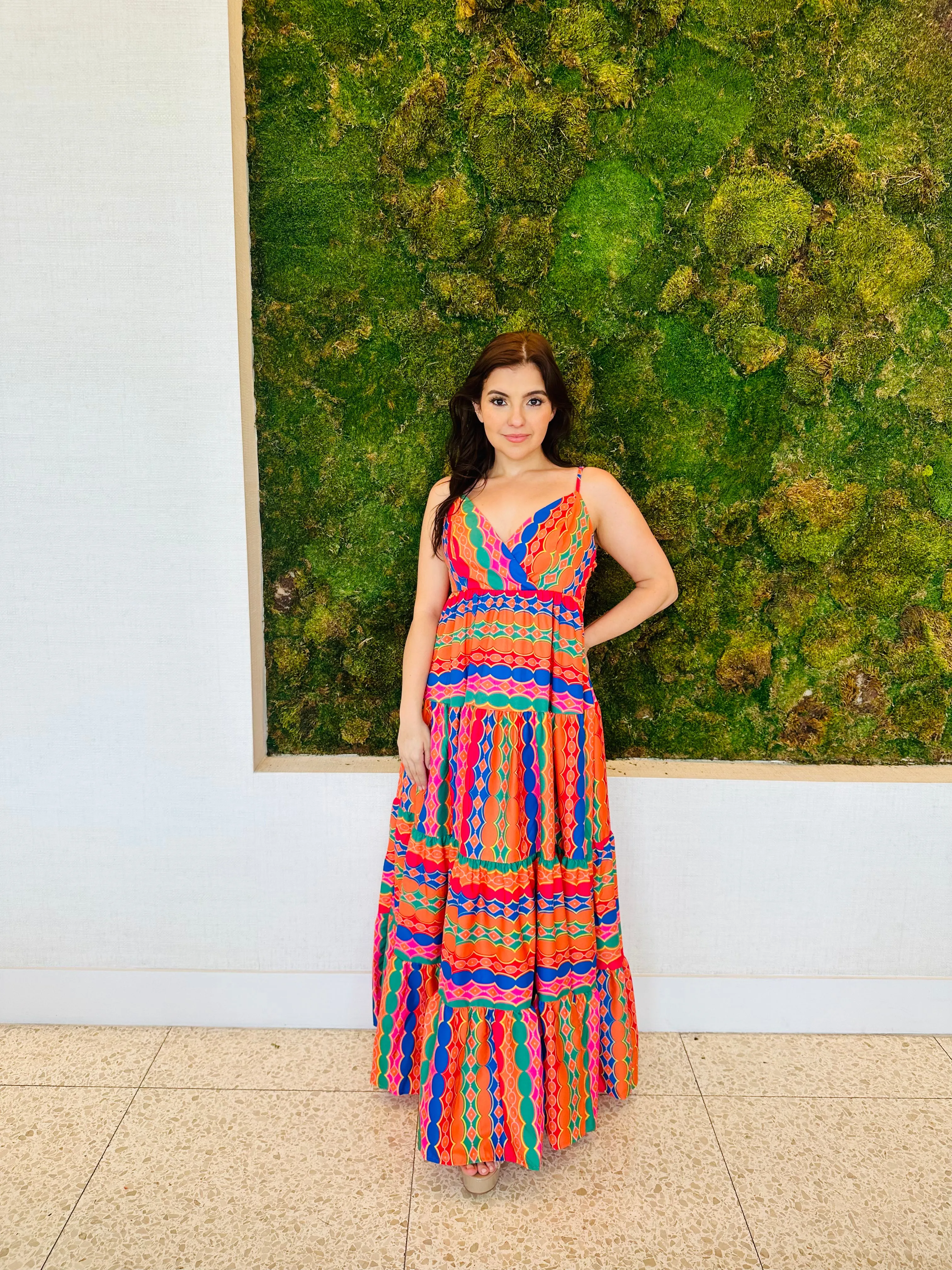 Camila tribal chevron colorful print maxi