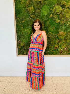 Camila tribal chevron colorful print maxi