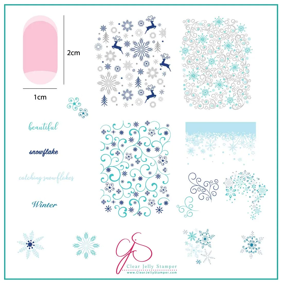 Catching Snowflakes (CjS-180) Steel Layered Nail Art Stamping Plate