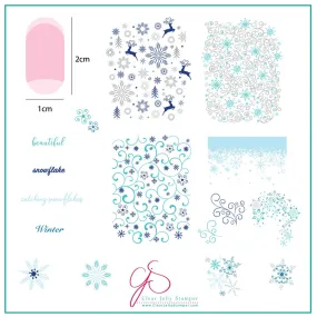 Catching Snowflakes (CjS-180) Steel Layered Nail Art Stamping Plate