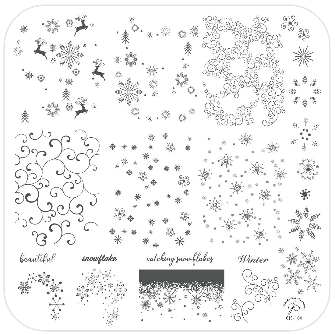 Catching Snowflakes (CjS-180) Steel Layered Nail Art Stamping Plate