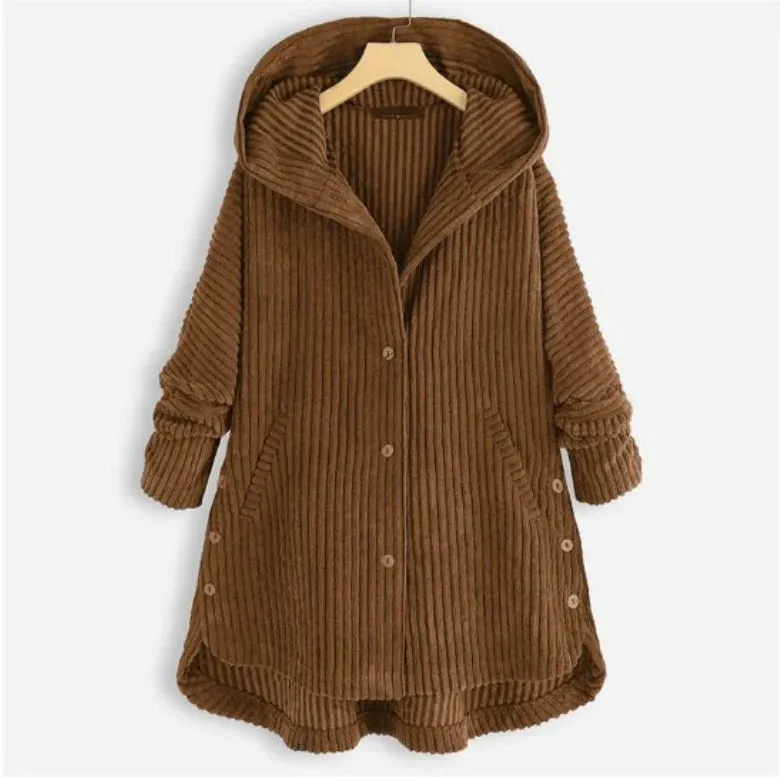 Cecily | Hooded Ribbed Coat
