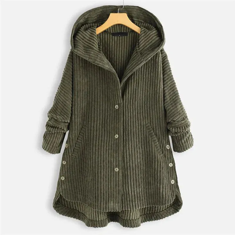 Cecily | Hooded Ribbed Coat