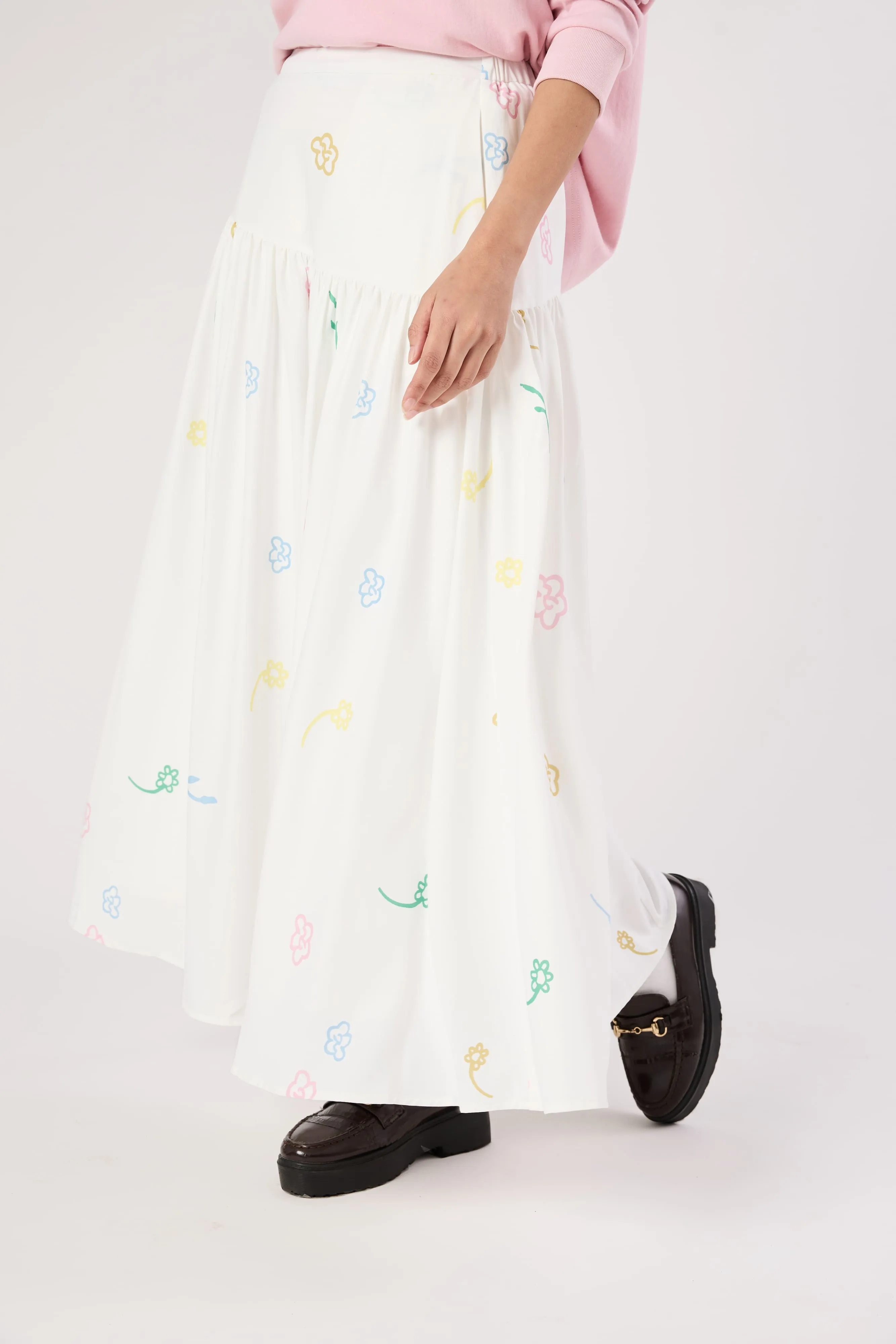 Charlotte White Floral Printed Skirt
