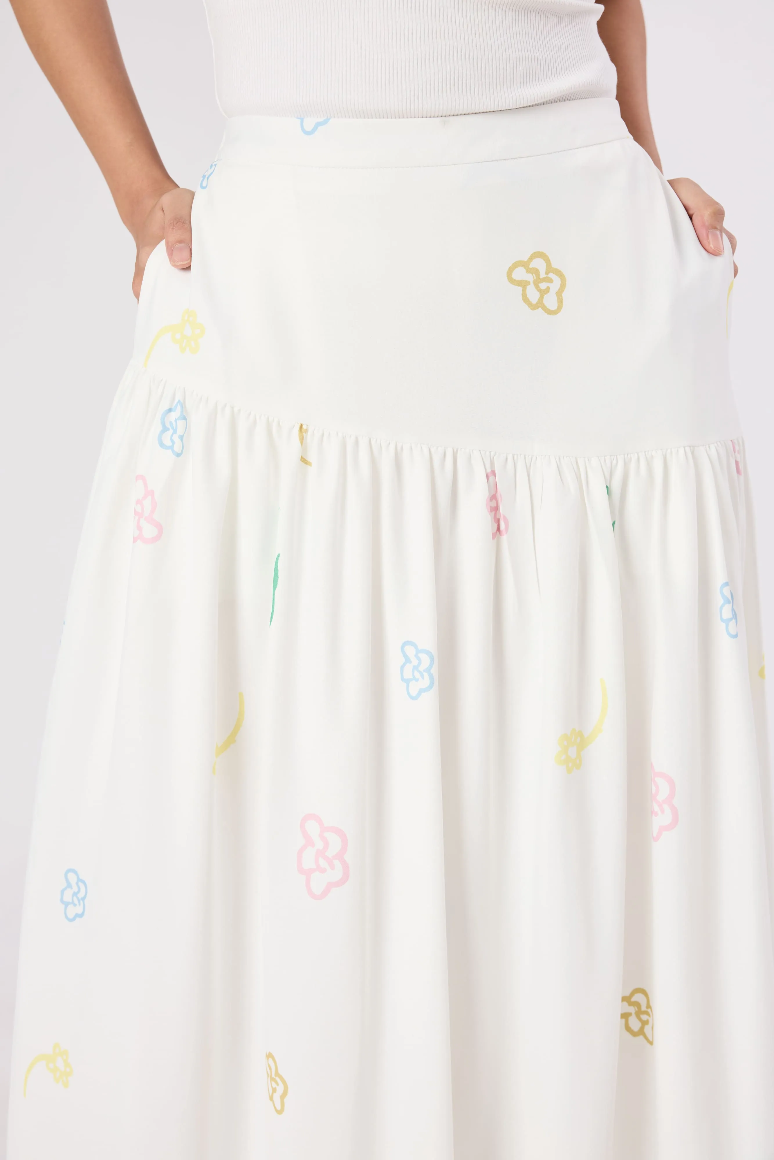 Charlotte White Floral Printed Skirt