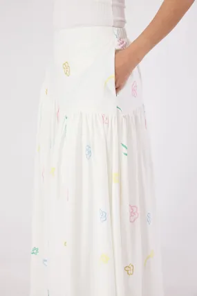 Charlotte White Floral Printed Skirt