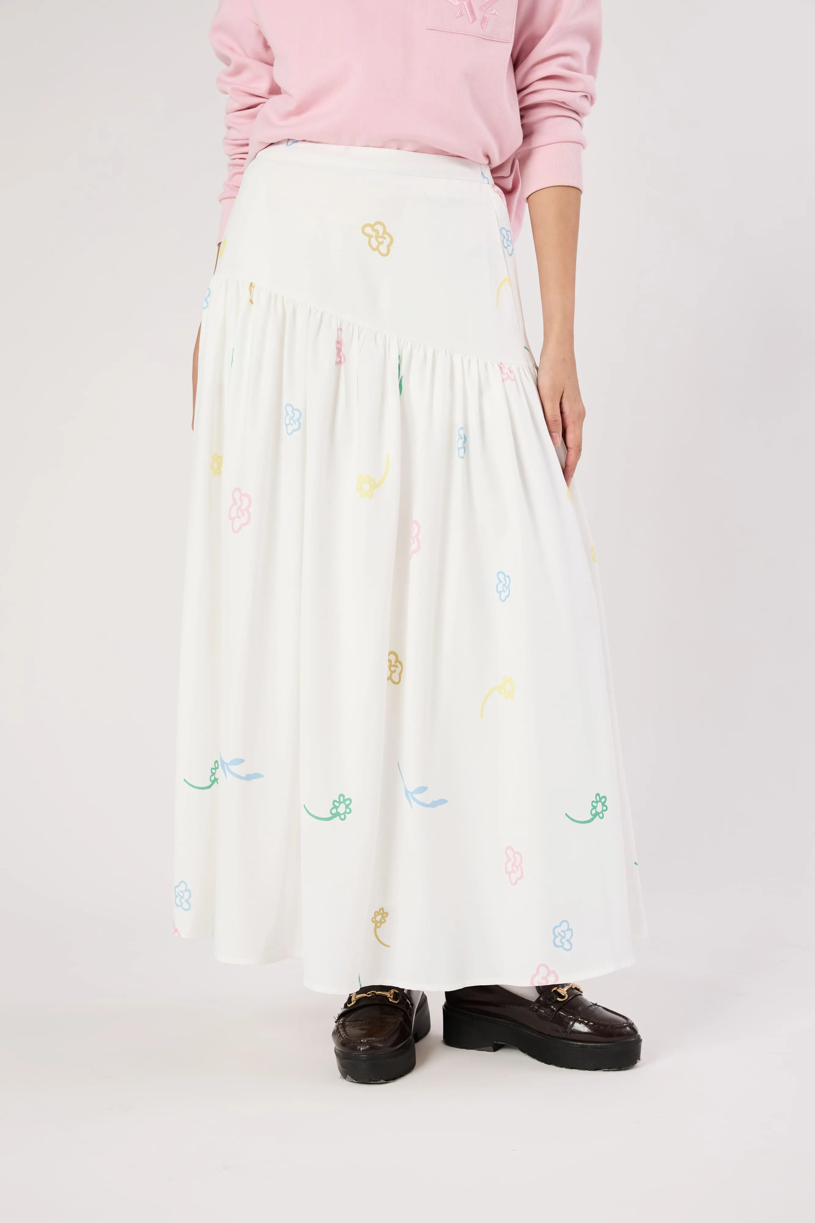 Charlotte White Floral Printed Skirt