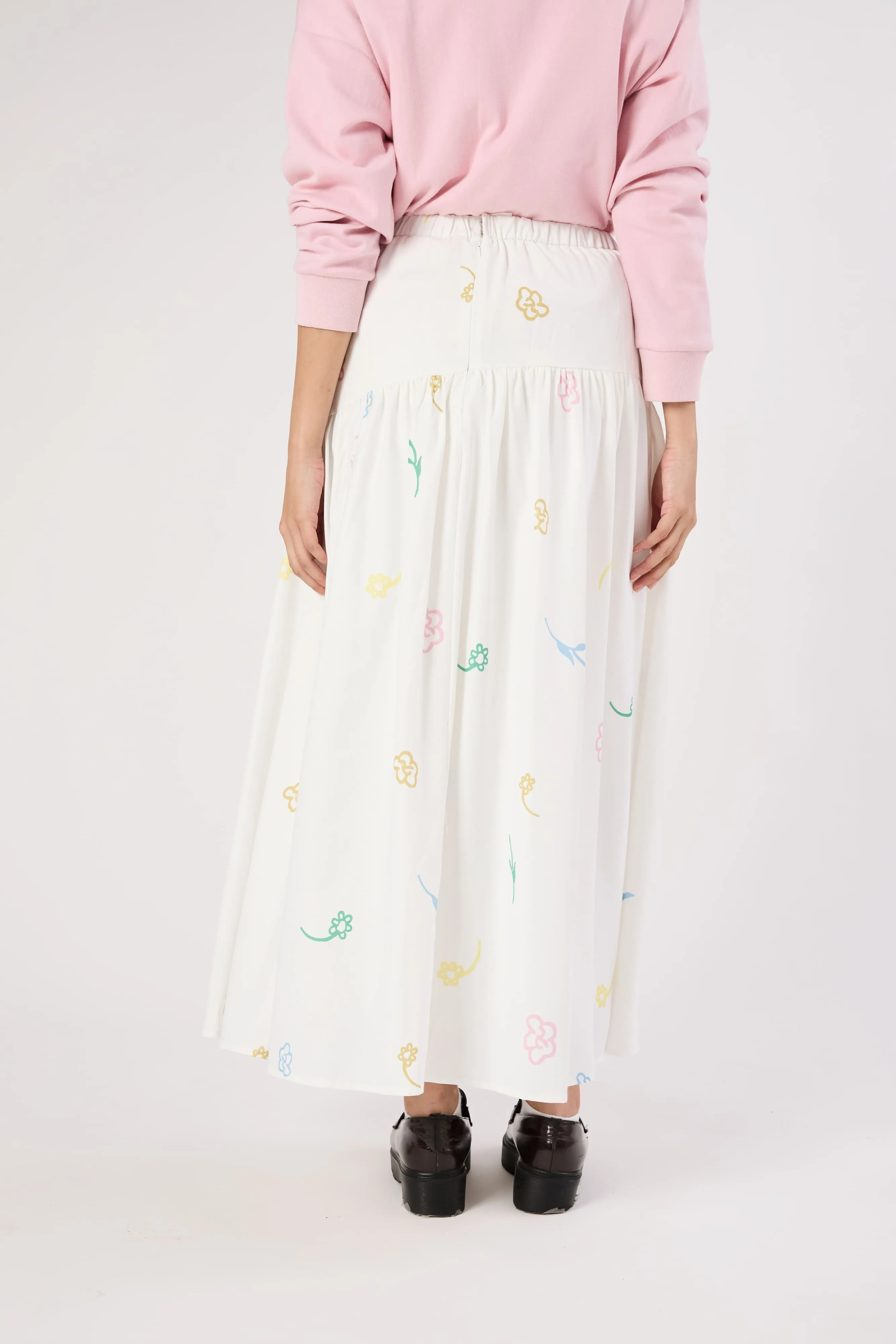 Charlotte White Floral Printed Skirt