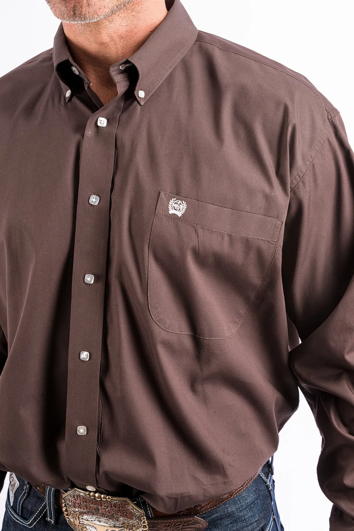 CINCH SOLID BROWN BUTTON SHIRT