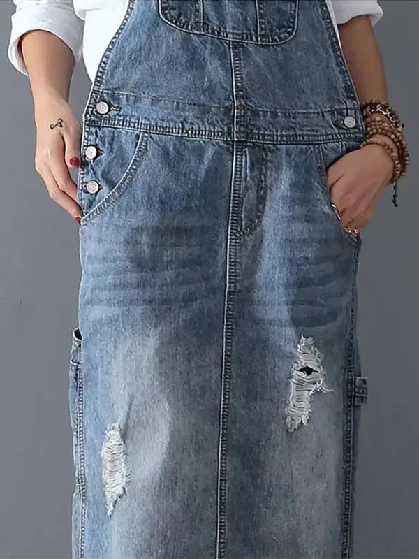 Classic Distressed Denim Overall