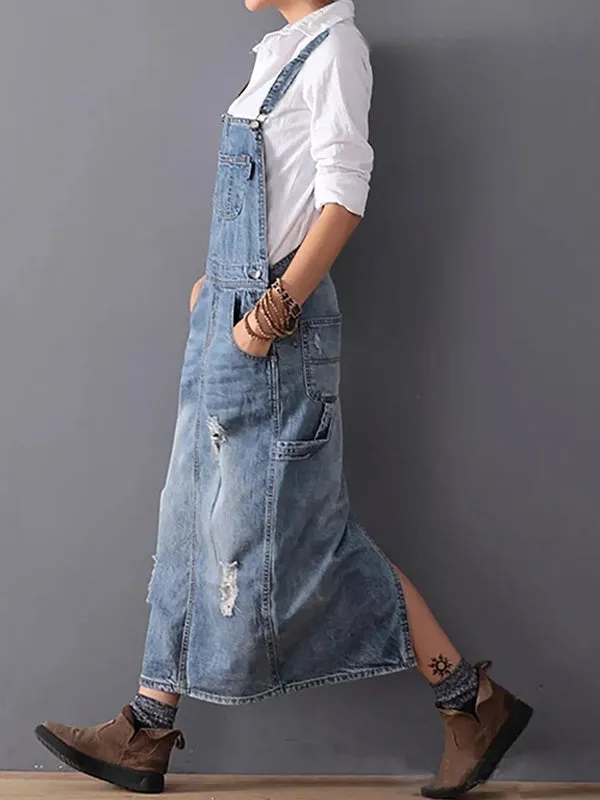 Classic Distressed Denim Overall