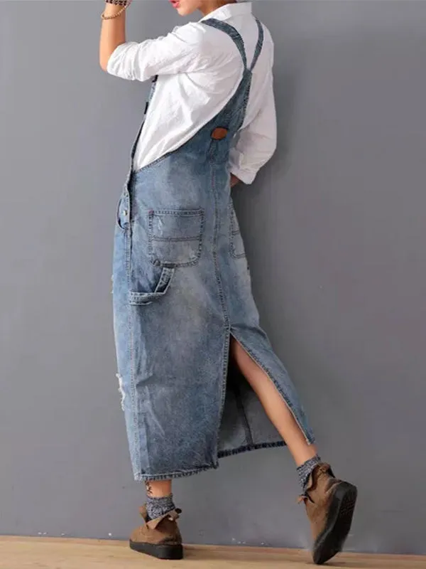 Classic Distressed Denim Overall