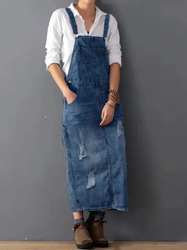 Classic Distressed Denim Overall