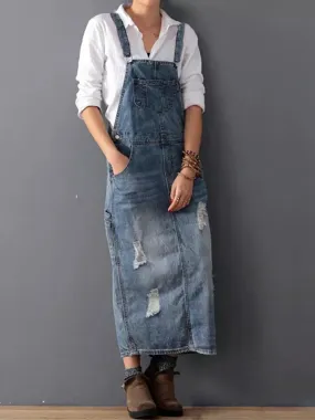 Classic Distressed Denim Overall