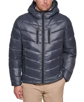 Club Room Mens Puffer Jacket Coat 2XL Grey Hooded Solid