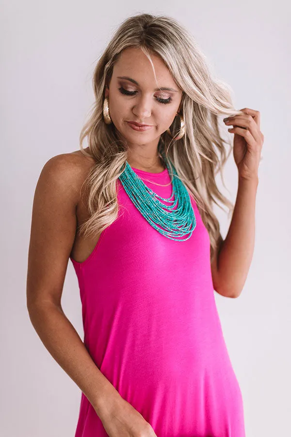 Coasts And Cocktails T-Shirt Midi in Hot Pink