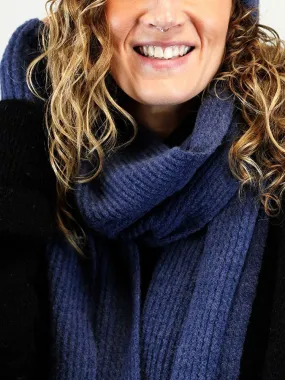 Dark Denim Mini Cable Knit Scarf