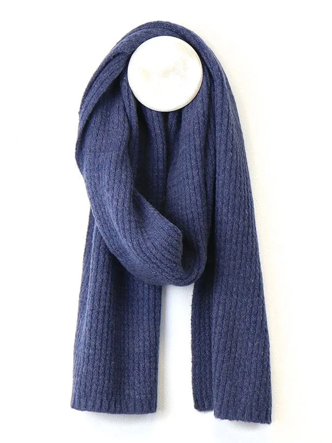 Dark Denim Mini Cable Knit Scarf