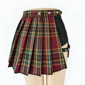 Dark Grunge Asymetric Plaid Skirt