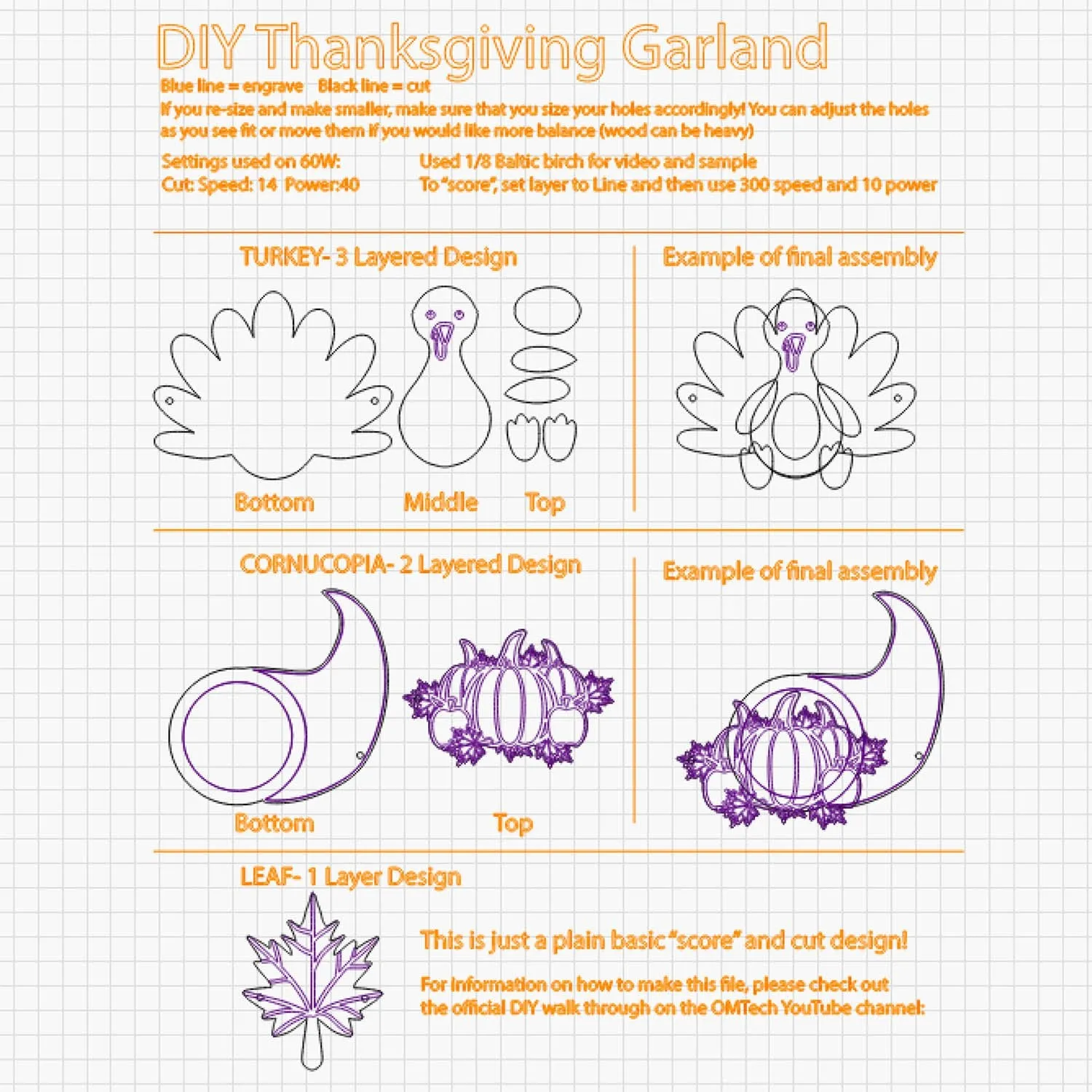 Decorative Thanksgiving Garland - SVG File for DIY Thanksgiving Craft