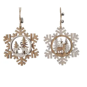 Decoris 12cm Wooden Snowflake Hanger (Choice of 2)
