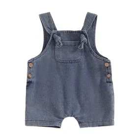 Denim overall shorts