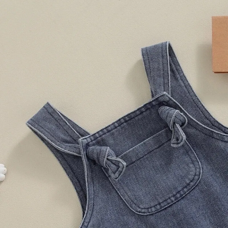 Denim overall shorts