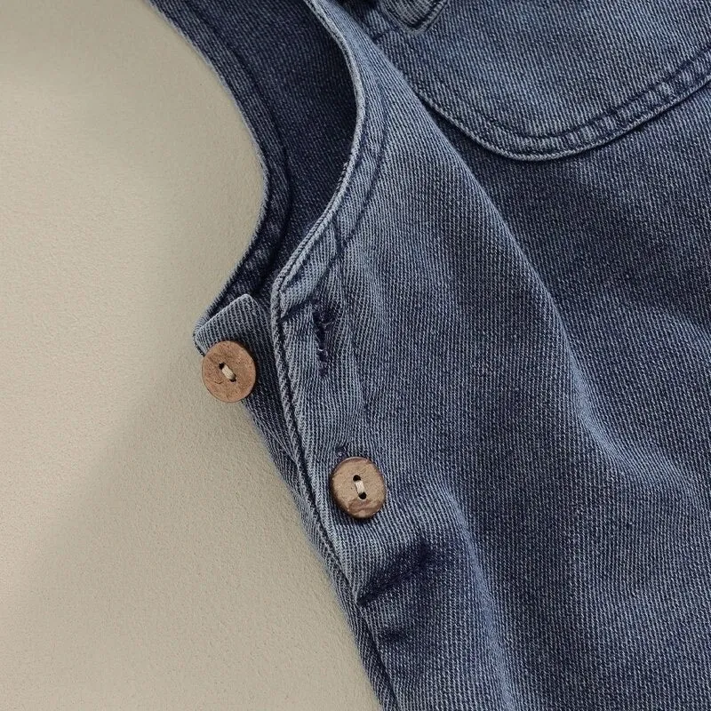 Denim overall shorts