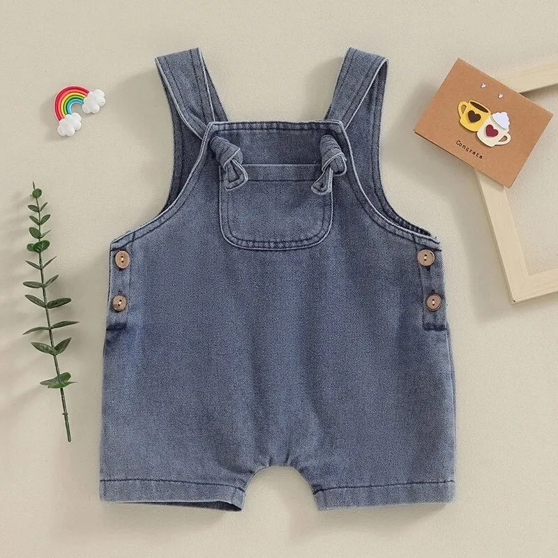 Denim overall shorts