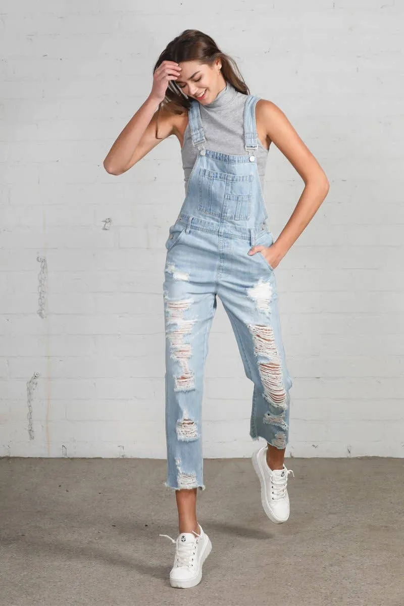 Distressed Raw Hem Insane Gene Overalls