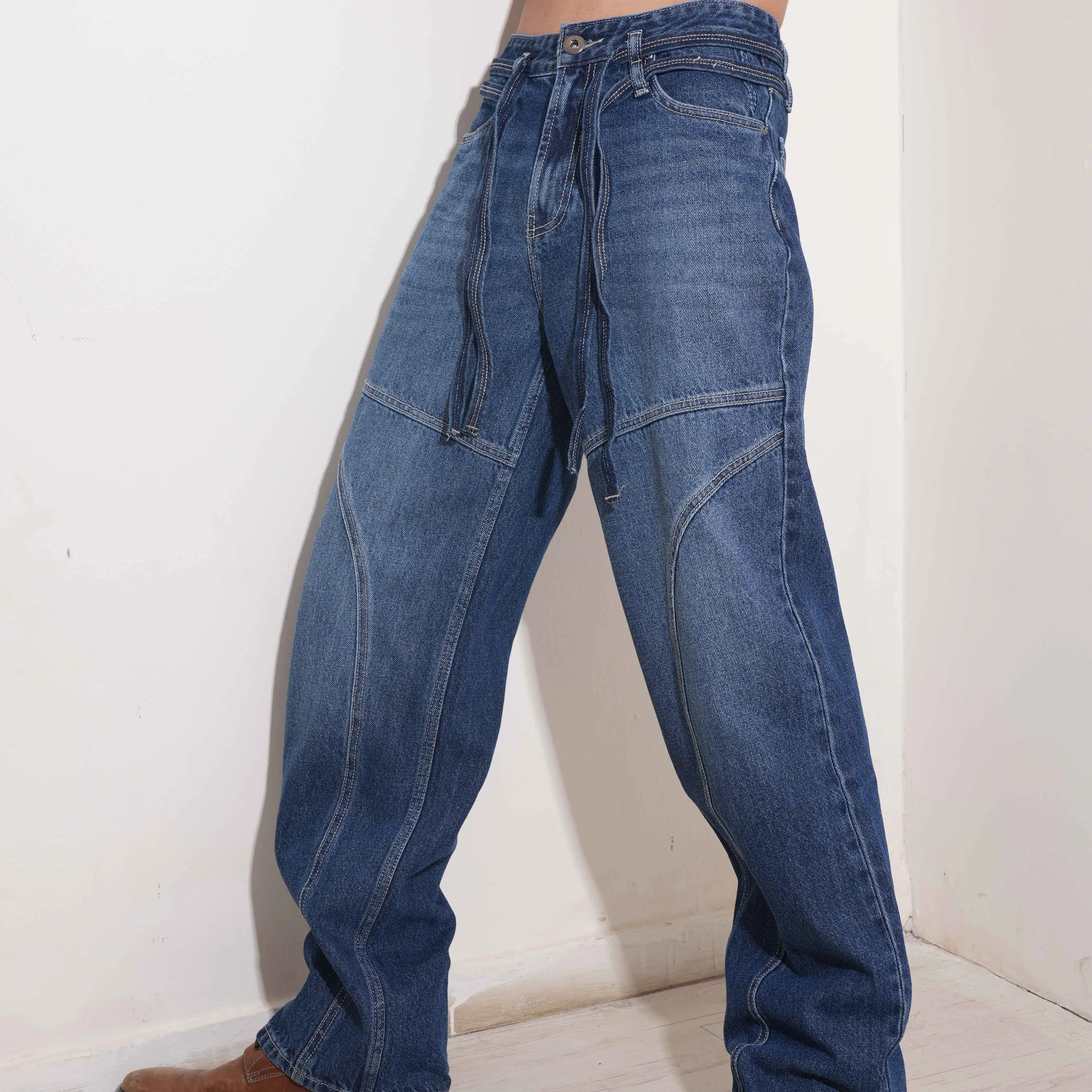DOUBLE BELT UNISEX JEANS