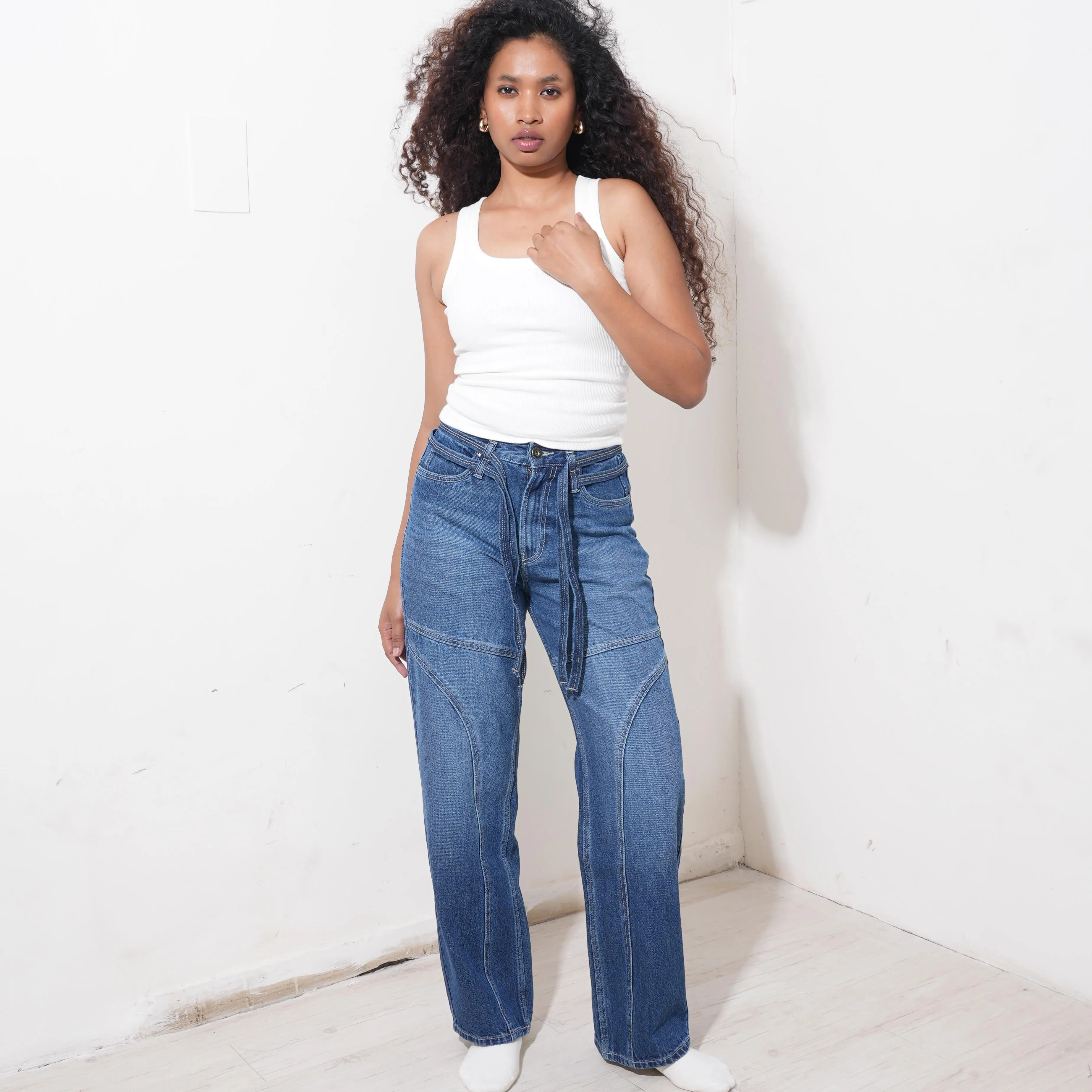 DOUBLE BELT UNISEX JEANS